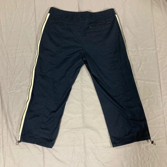 Nike Women Navy Blue Track Pants Cropped Athletic Side Stripe Drawstring Size M - Picture 5 of 8
